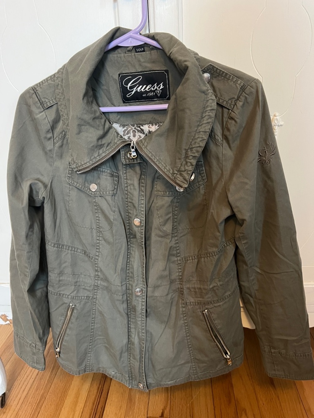 2/$7 Guess military green utility jacket